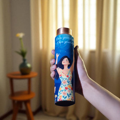 The Copper Story blissful Diva Pure Copper Bottle (1L) | Leakproof | 1L (1000ML)