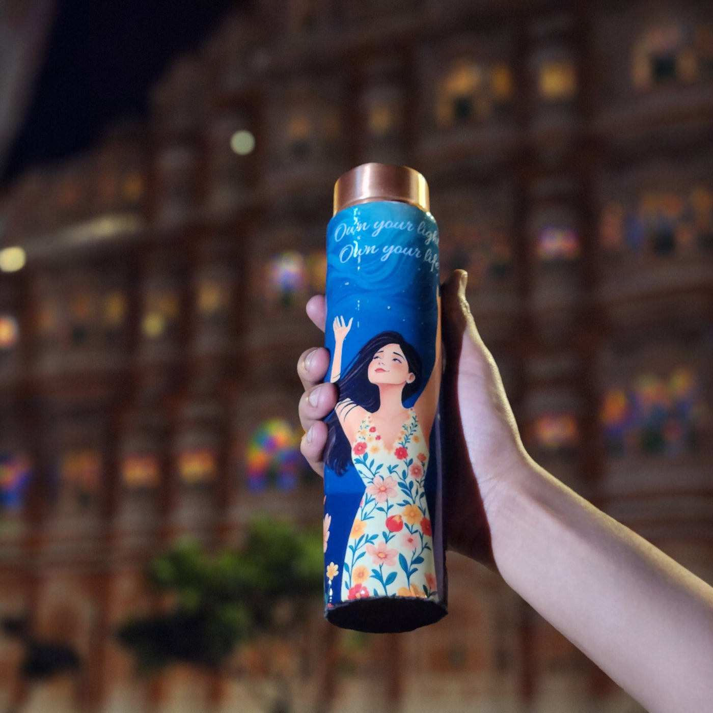The Copper Story blissful Diva Pure Copper Bottle (1L) | Leakproof | 1L (1000ML)