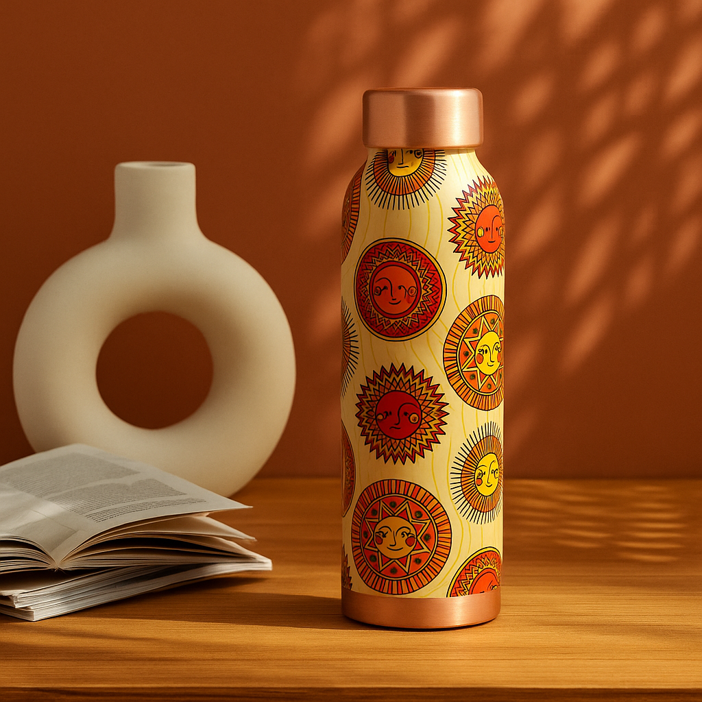 The Copper Story Surya Mandala Pure Copper Bottle | Leakproof | 1L (1000ML)