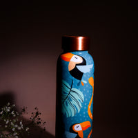 Azure Leaf & Bird Print Pure Copper Water Bottle ( 1 Litre )