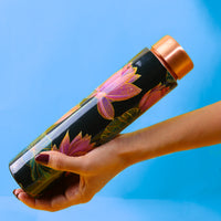 Midnight Lotus Print Pure Copper Water Bottle (750 ML)