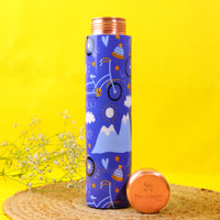 Traveler's Delight Print Pure Copper Water Bottle (750 ML)