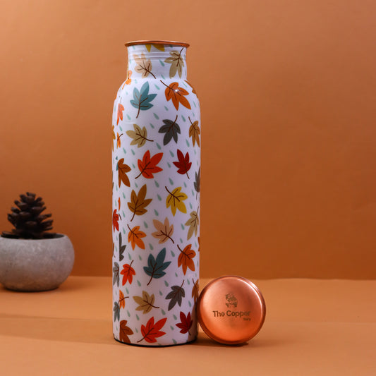 Autumn Breeze Print Pure Copper Water Bottle ( 1 Litre )