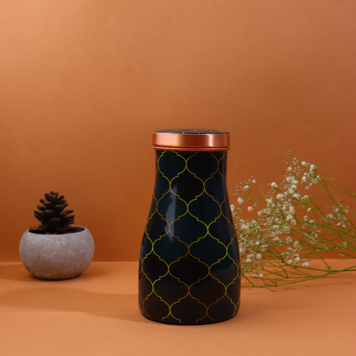 Pure Copper Bedside Jar - Black Print (750 Ml)