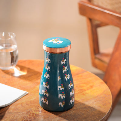 The Copper Story Blue Regal Elephant Pure Copper Bedside Jar | 1L (1000ML)