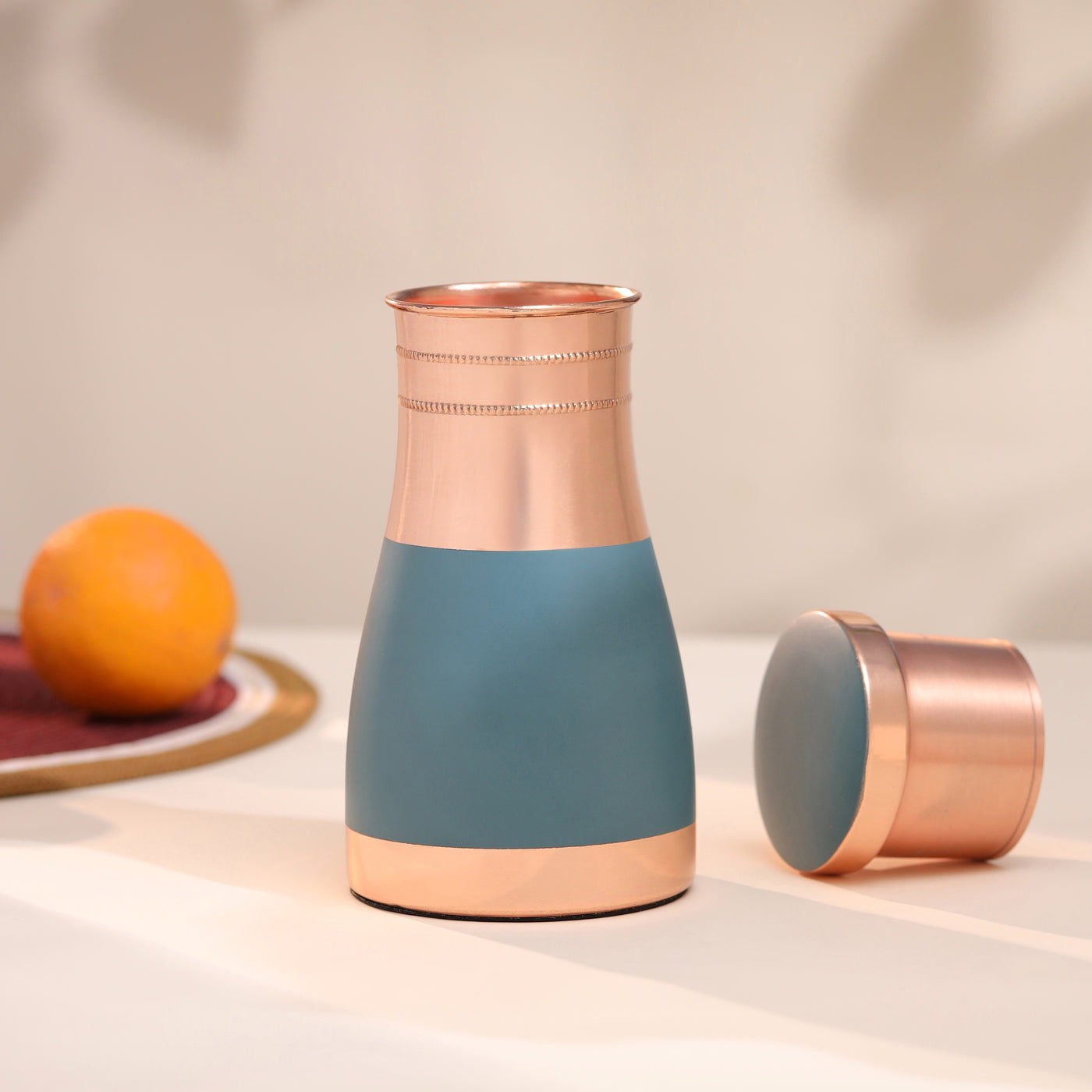 The Copper Story Royal Teal Pure Copper Bedside Jar | Matte Finish | 1L (1000ML)