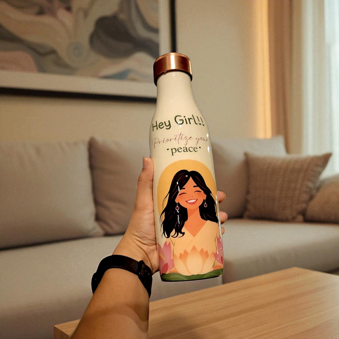 The Copper Story Boss Babe Pure Copper Bottle (1L) | Leakproof | 1L (1000ML)