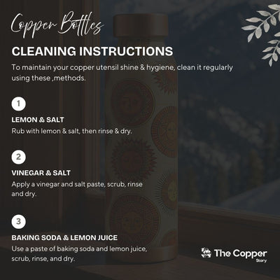 The Copper Story Surya Mandala Pure Copper Bottle | Leakproof | 1L (1000ML)