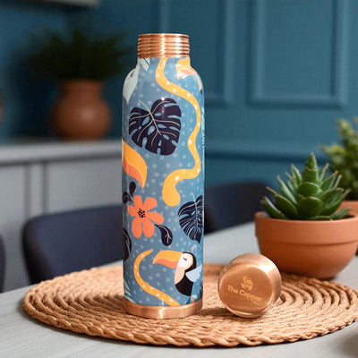 The Copper Story Tropical Bloom Pure Copper Bottle (1L) | Leakproof | 1L (1000ML)